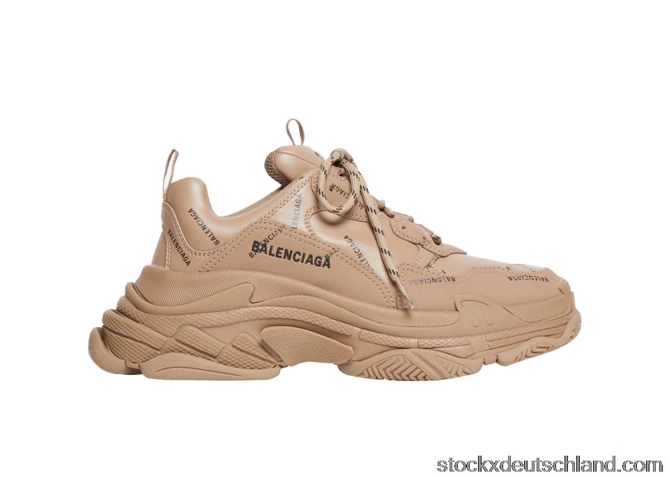 Balenciaga All Over Logo Triple S Beige 536737W2FA19911 DE