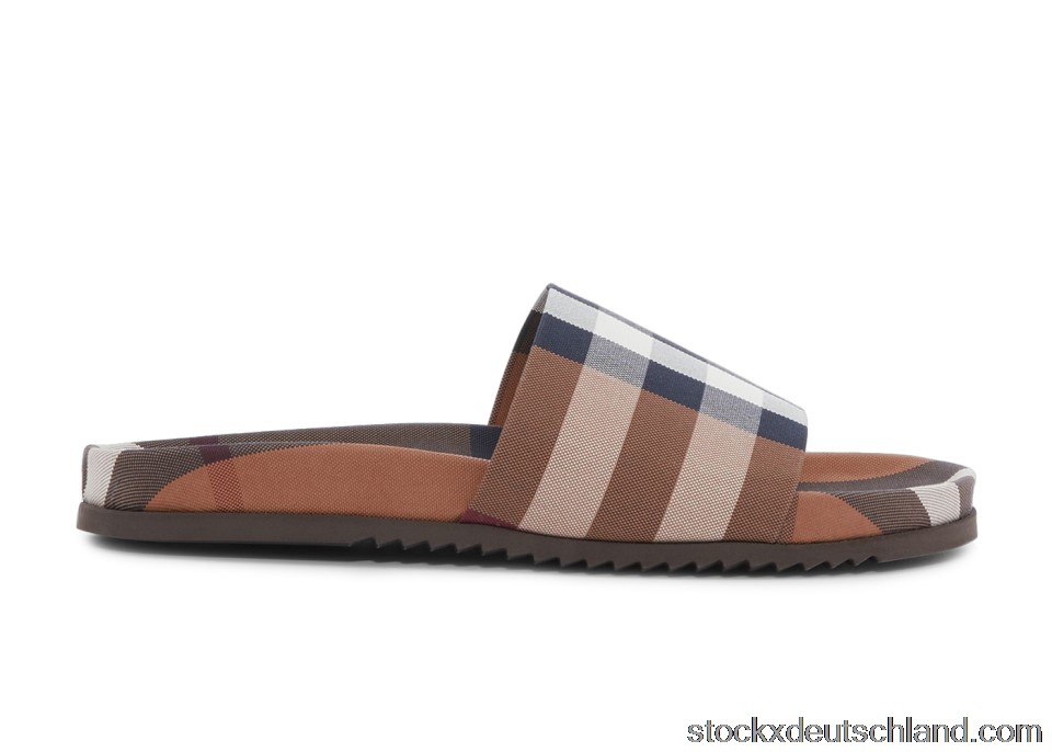 Burberry Check Cotton Slides Birch Brown 8049018 DE