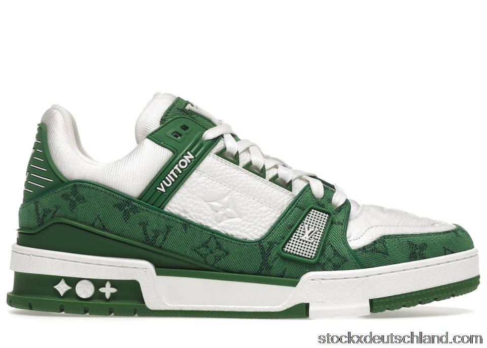 Louis Vuitton Trainer Green Monogram Denim White 1A9JHV DE